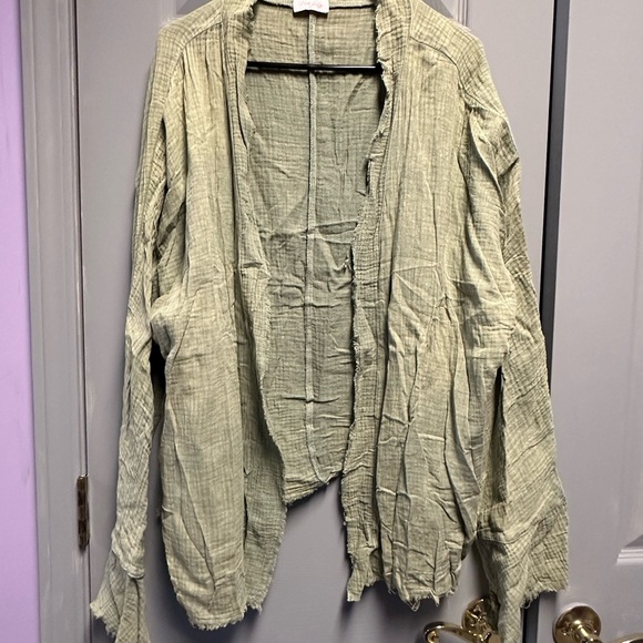 Pink Lily Tops - Pink Lily Green Textured Cardigan